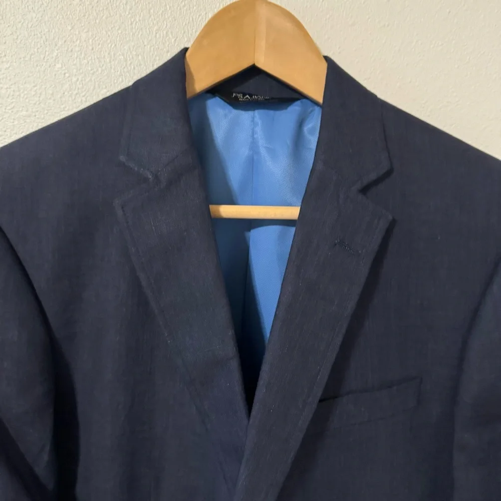 Jos. A. Bank Linen Blazer Navy Lined Two Button Closure NWT-Medium
